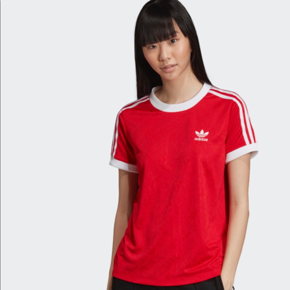 Red adidas shirt